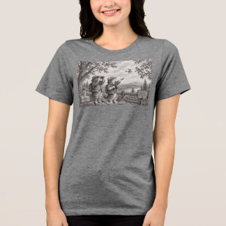 Cat Birdwatchers Pencil Sketch Women's Tri-Blend T Shirt