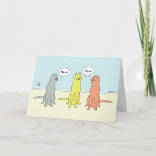 Cat Birthday Card With A Funny "Meow" Cat Cartoon