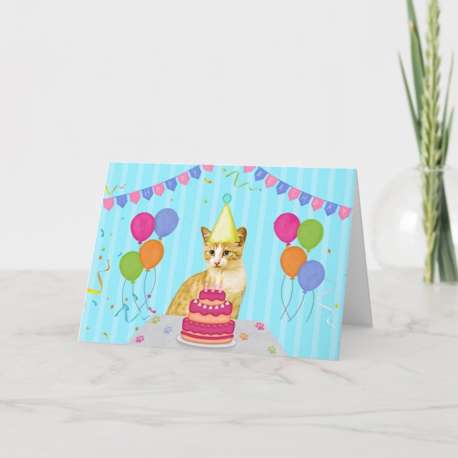 Cat Birthday Holiday Card (Front)