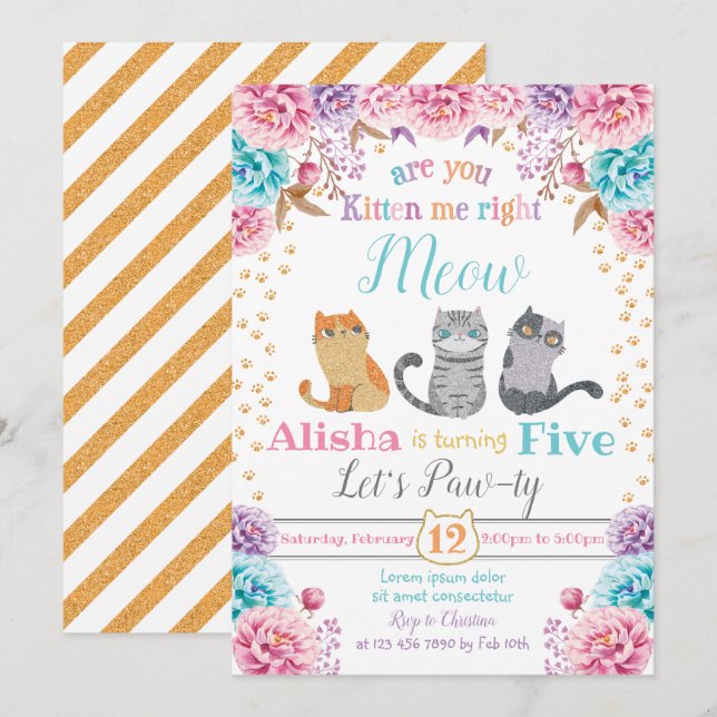 Cat Birthday Invitation (Front/Back)