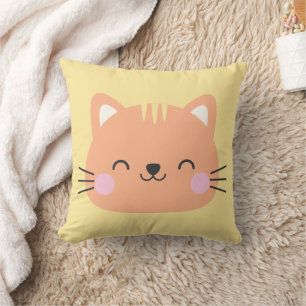Cat Birthday Kids Art Throw Pillow