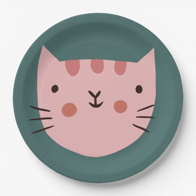 Cat Birthday Kids  Paper Plate (Front)