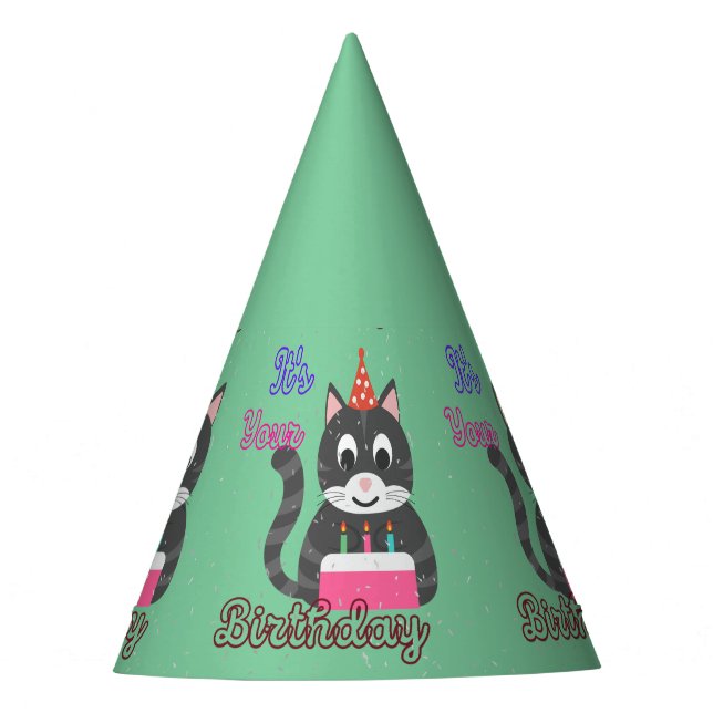 Cat Birthday Party Hat (Front)