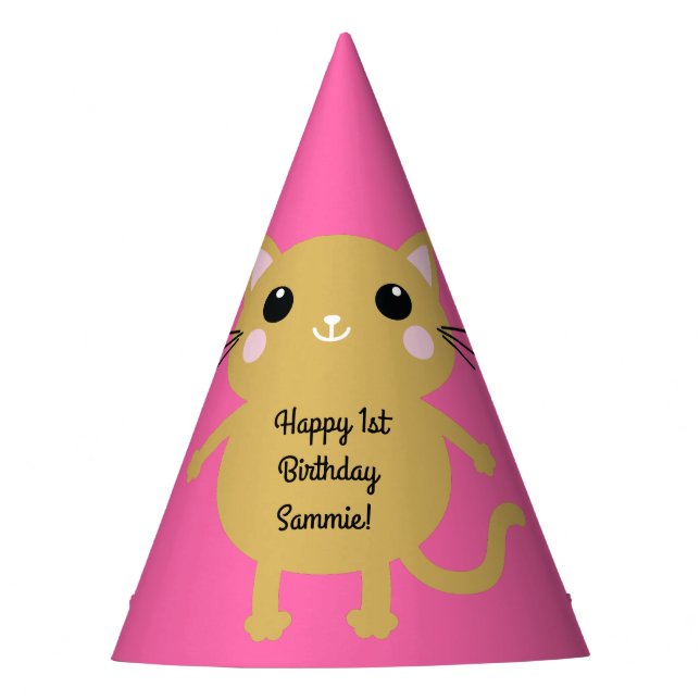 Cat Birthday Party Hat (Front)