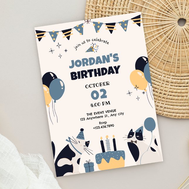 Cat birthday party  invitation (Creator Uploaded)