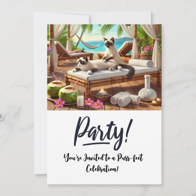 Cat Birthday Party Invitation card  (Front)