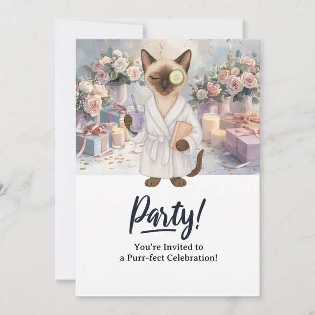 Cat Birthday Party Invitation card  (Front)