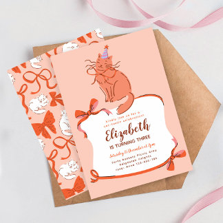 Cat Birthday Party Invite, Modern Pawty Cat Invitation