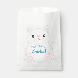Cat Birthday Party Kitty Blue Favour Bag