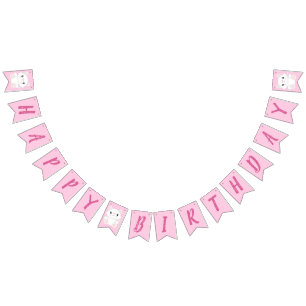 Cat Birthday Party Kitty Pink Bunting Flags