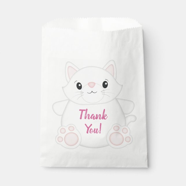 Cat Birthday Party Kitty Pink Favour Bag (Front)