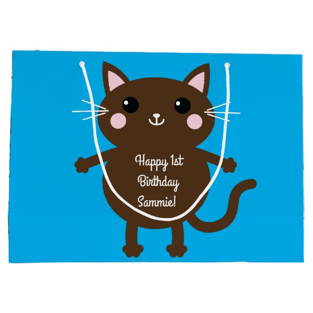 Cat Birthday Party Large Gift Bag (Back)