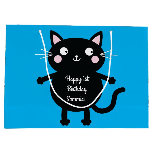 Cat Birthday Party Large Gift Bag (Back)
