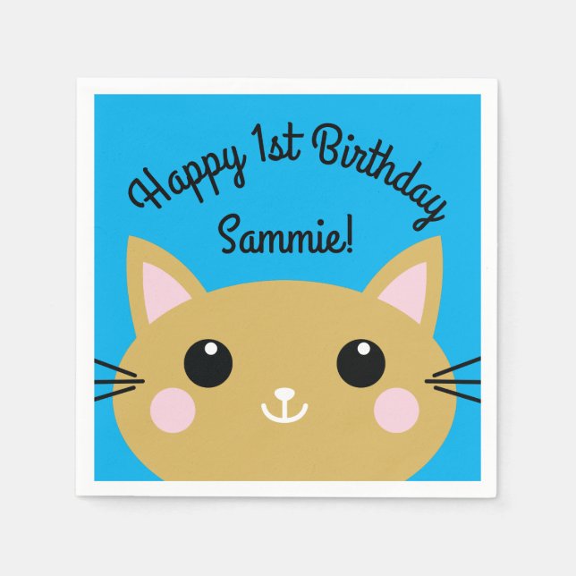 Cat Birthday Party Napkin (Front)