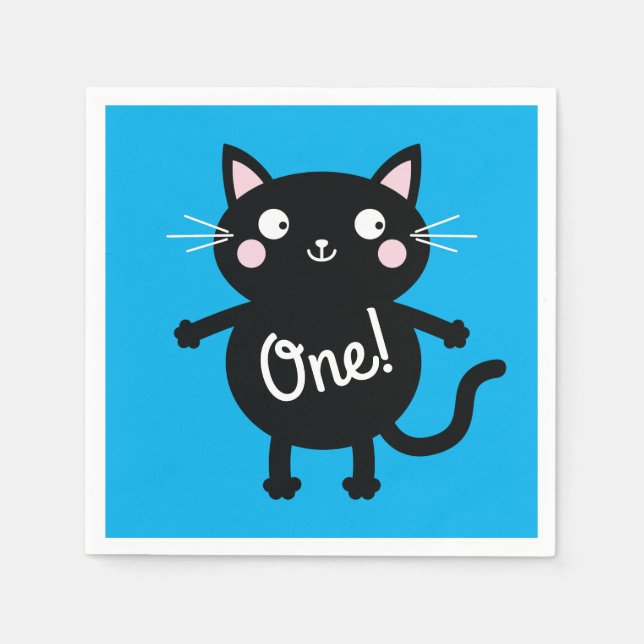 Cat Birthday Party Napkin (Front)