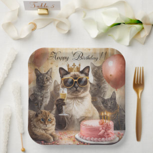 Cat Birthday Party  Paper Plate