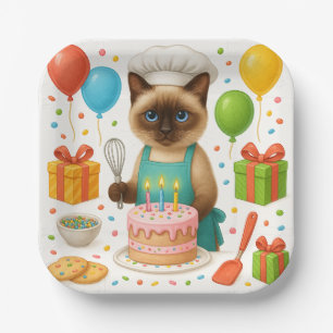 Cat Birthday  Party themed with cake  Paper Plate