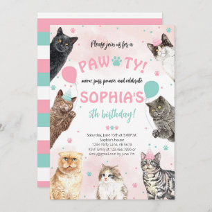 Cat Birthday Pawty Invitation