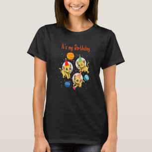 Cat Birthday Space Kids Bday Party Planets T-Shirt