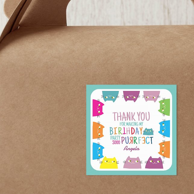 Cat Birthday Thank You Classic Round Sticker (Creator Uploaded)