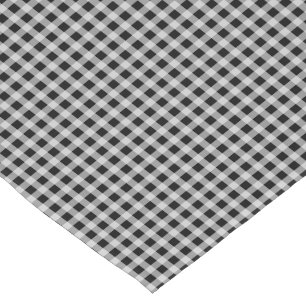 Cat Black and White Gingham Check Plaid Pattern Short Table Runner