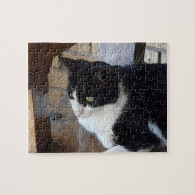 Cat-Black and White Jigsaw Puzzle (Horizontal)