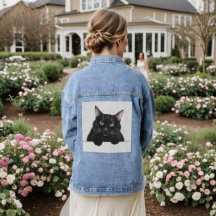 Cat black cat Denim Jacket Trendy Cute