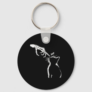 Cat Black Lover Skeleton Hand Boop Funny Halloween Keychain