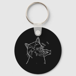 Cat Black Lover Skeleton Hand Boop Funny Halloween Keychain
