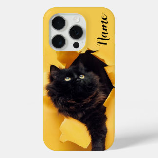 Cat black phone case customized with your pets nam