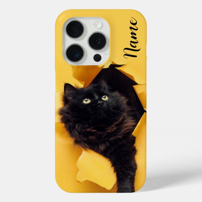 Cat black phone case customized with your pets nam (Back)