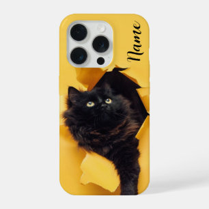 Cat black phone case customized with your pets nam