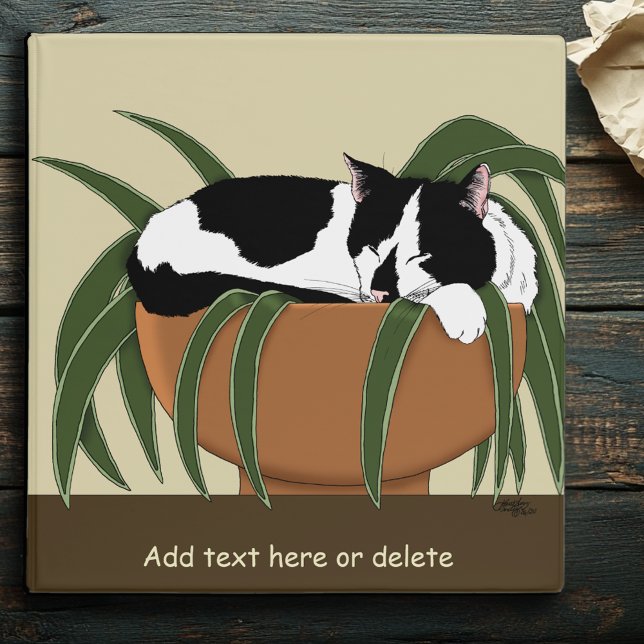 Cat Black White Plant Funny Binder (Creator Uploaded)
