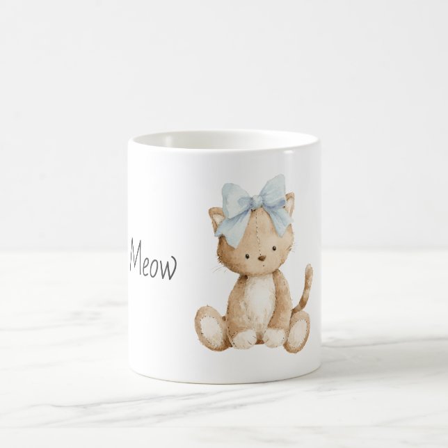Cat Blue Bow Coffee Mug (Center)