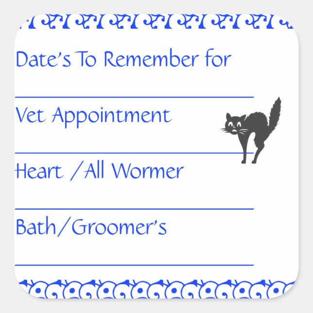 Cat Blue Reminder Stickers (Front)