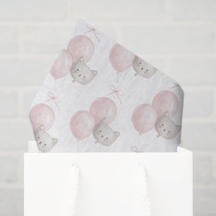 Cat Blush Pink Balloons Birthday Tissue Paper
