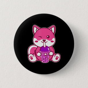 Cat Boba Cute Bubble Tea Anime Neko Kawaii for Gir 2 Inch Round Button