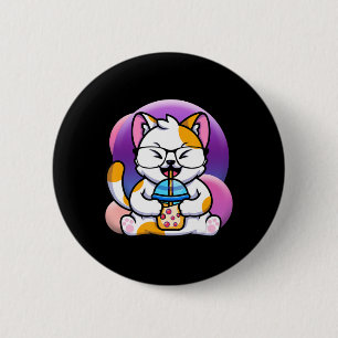 cat boba eat ramen anime kawaii neko cat eating ra 2 inch round button