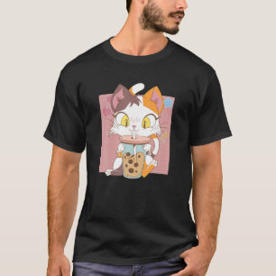 Cat Boba Tea Bubble Tea Anime Kawaii Girls Boys An T-Shirt