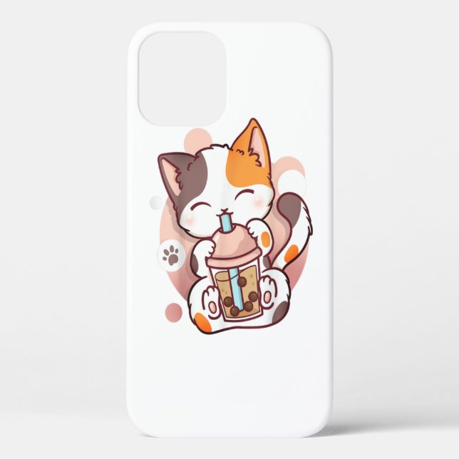 Cat Boba Tea Bubble Tea Anime Kawaii Neko  Case-Mate iPhone Case (Back)