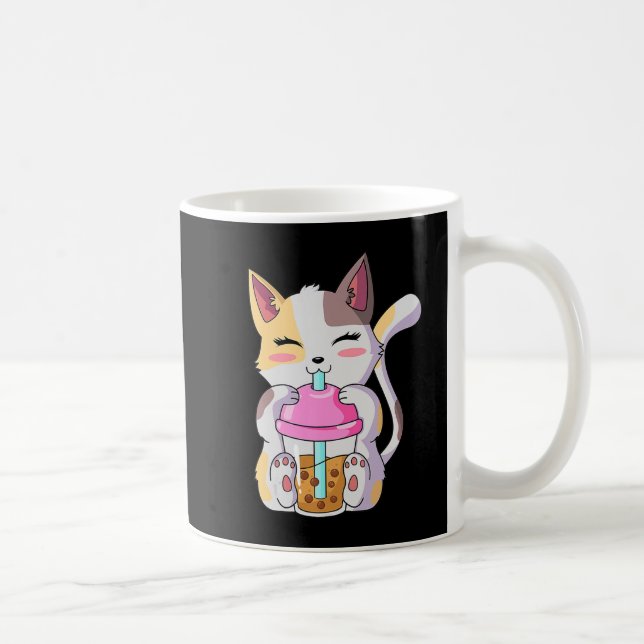 Cat Boba Tea Bubble Tea Anime Kawaii Neko for Boys Coffee Mug (Right)