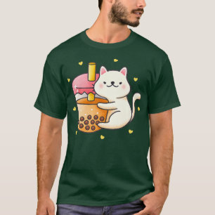 Cat Boba Tea Bubble Tea Anime Kawaii Neko Funny Ca T-Shirt
