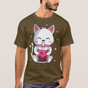 Cat Boba Tea Bubble Tea Anime Kawaii Neko Gift Gir T-Shirt