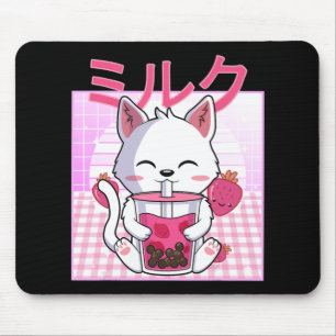 Cat Boba Tea Bubble Tea Anime Kawaii Neko Gift Kid Mouse Pad