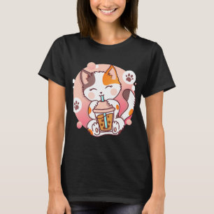 Cat Boba Tea Bubble Tea Anime Kawaii Neko Girls Te T-Shirt