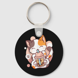 Cat Boba Tea Bubble Tea Anime Kawaii Neko  Keychain