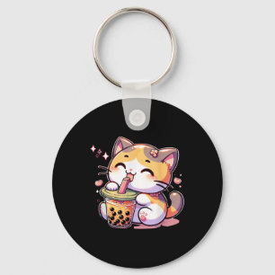 Cat Boba Tea Bubble Tea Anime Kawaii Neko Kids Tee Keychain