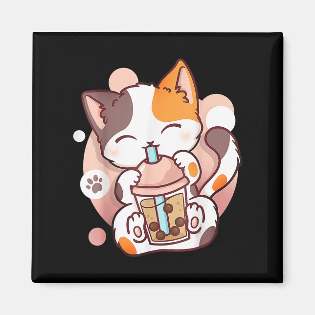Cat Boba Tea Bubble Tea Anime Kawaii Neko  Magnet (Front)