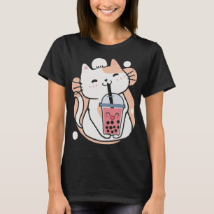 Cat Boba Tea Bubble Tea Anime Kawaii Neko Milktea  T-Shirt