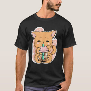 Cat Boba Tea Bubble Tea Anime Kawaii Neko of Cute  T-Shirt